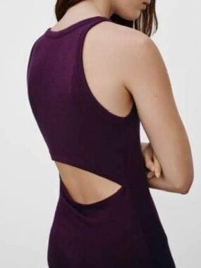 Wilfred (Aritzia) Deep Plum Midi Dress with Back Cutout